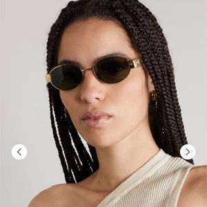 Celine Triomphe gold metal oval sunglasses